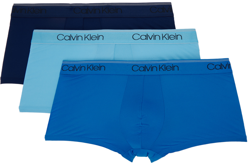 Shop Calvin Klein Underwear Three-pack Blue Boxers In 400–blue Trio Blues