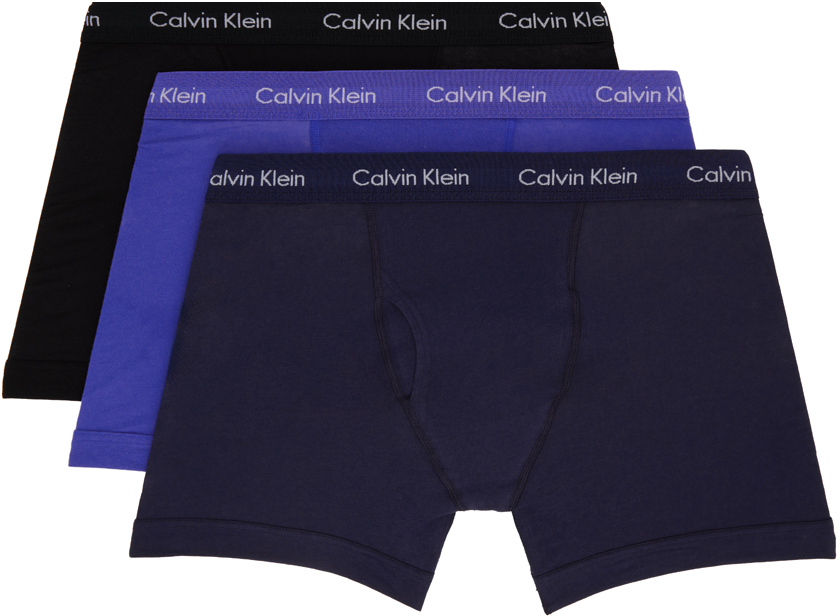 Shop Calvin Klein Underwear Three-pack Multicolor Boxer Briefs In 905* – Blue