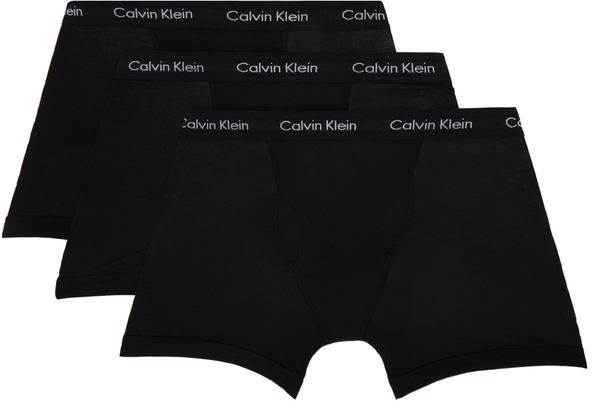Shop Calvin Klein Underwear Three-pack Black Stretch Boxer Briefs In 001 - Black