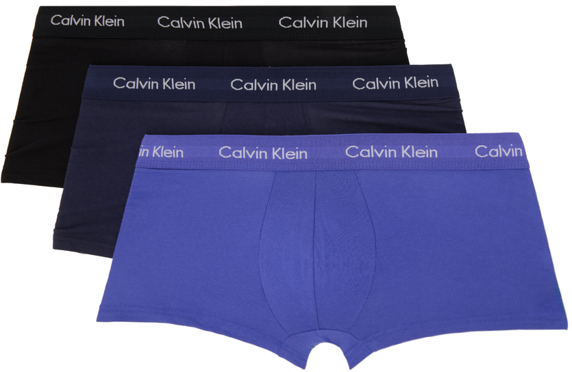 Shop Calvin Klein Underwear Three-pack Multicolor Low-rise Trunk Boxers In 905 – Blue