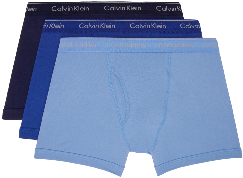 Shop Calvin Klein Underwear Three-pack Blue Boxers In 940 – Blue