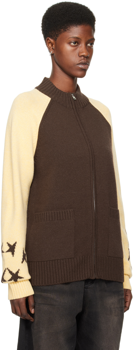 We11 Done Brown & Yellow Zip Jacket In Brown