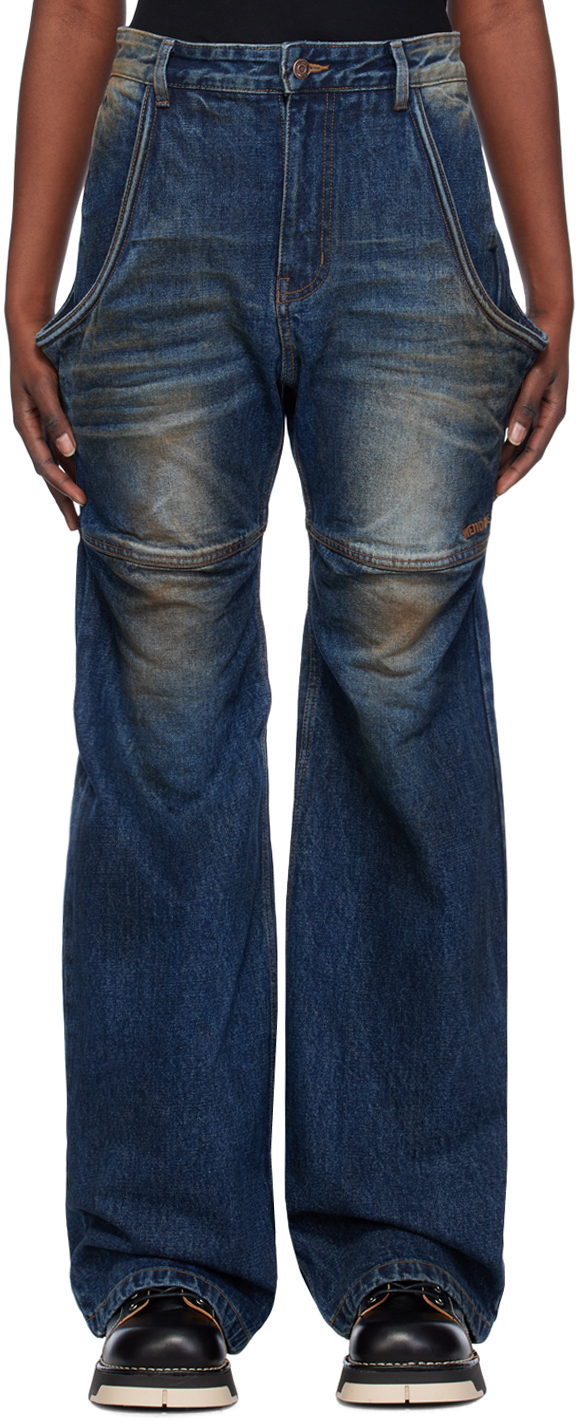 We11 Done Blue Wire Jeans In Navy