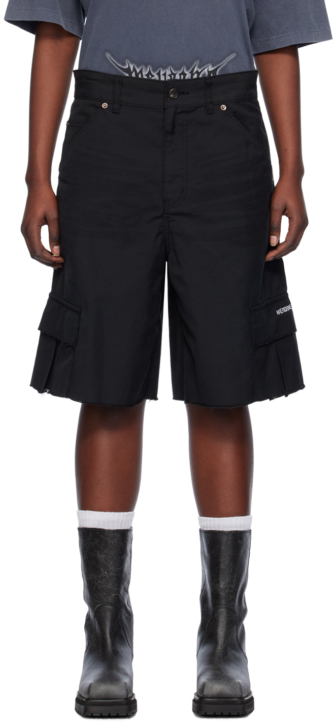 Black Cropped Cargo Shorts