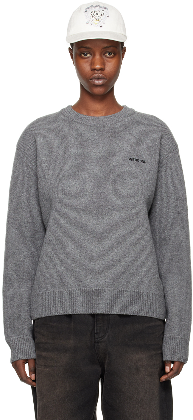 We11 Done Gray Embroidered Sweater In Grey