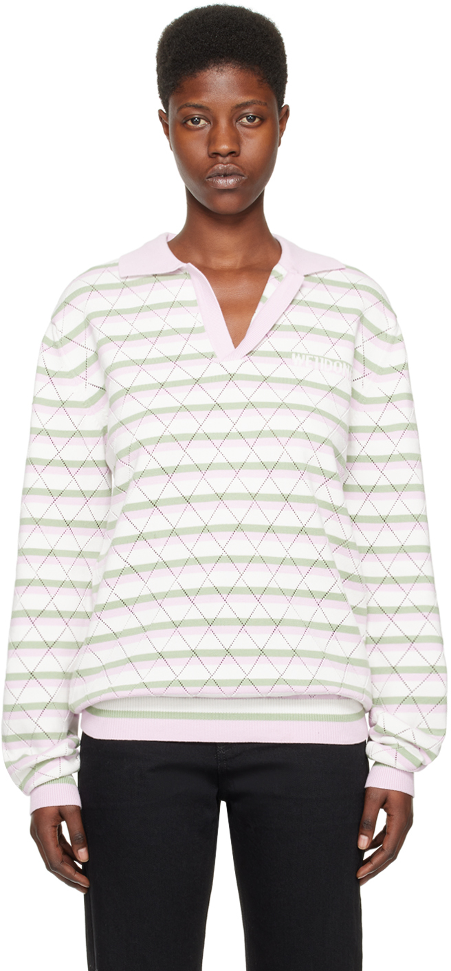 Pull Alexander McQueen Blanc Motif Argyle - Taille XXS, Rib Knit, Excellent état