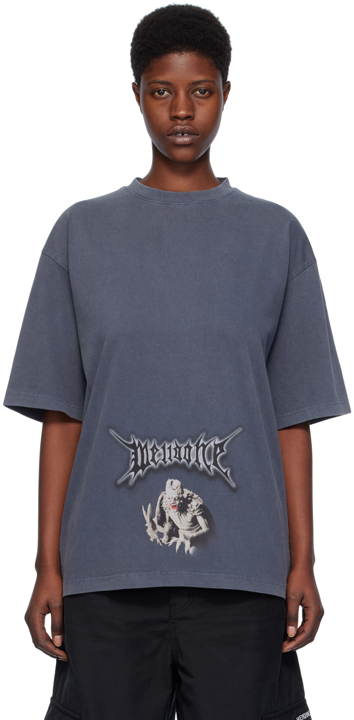 【関税込み】We11done ネイビー Grunge ロゴ刺繍 Tシャツ Men's We11done T-Shirts - up to −75% | Stylight