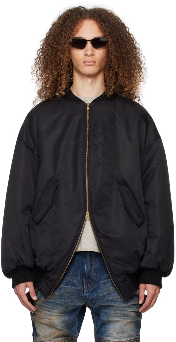 Shop We11 Done Black Two-way Bomber Jacket