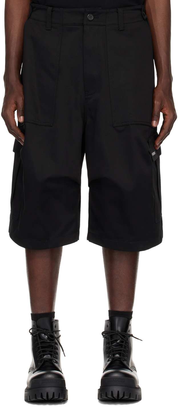 Black Cargo Pocket Shorts
