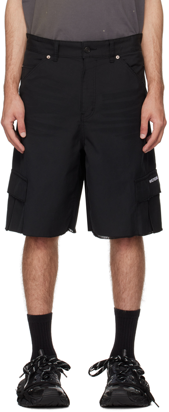Black Frayed Cargo Shorts