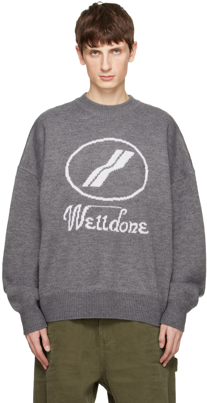 We11 Done Gray Jqd Sweater In Grey