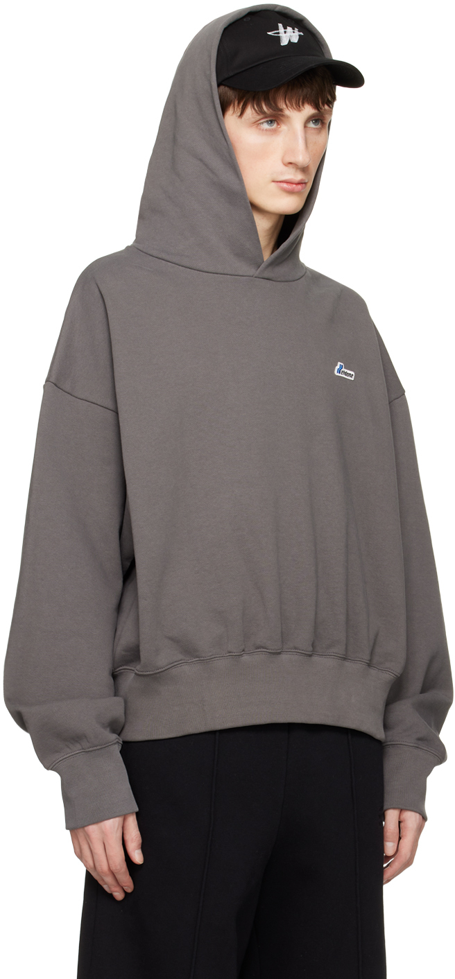 We11 Done Gray Wappen Hoodie In Charcoal