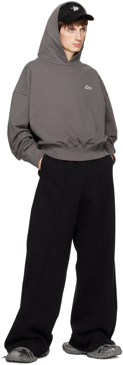 We11 Done Gray Wappen Hoodie In Charcoal