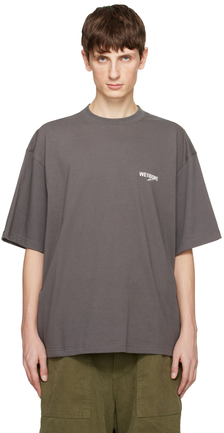 We11 Done Gray Wave T-shirt In Charcoal