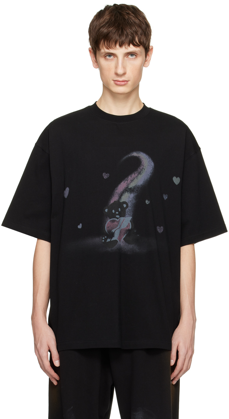 We11done: Black Teddy Bear T-Shirt | SSENSE