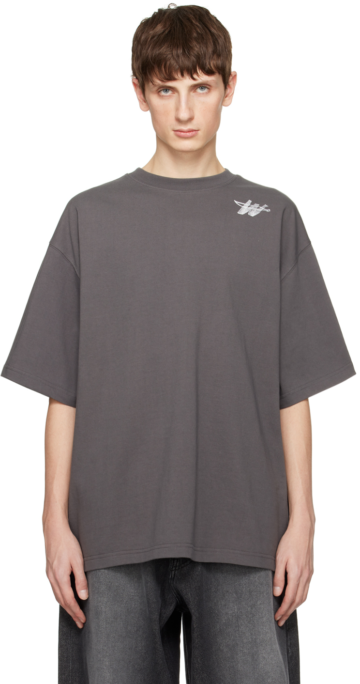 We11done: グレー ロゴプリント Tシャツ | SSENSE 日本
