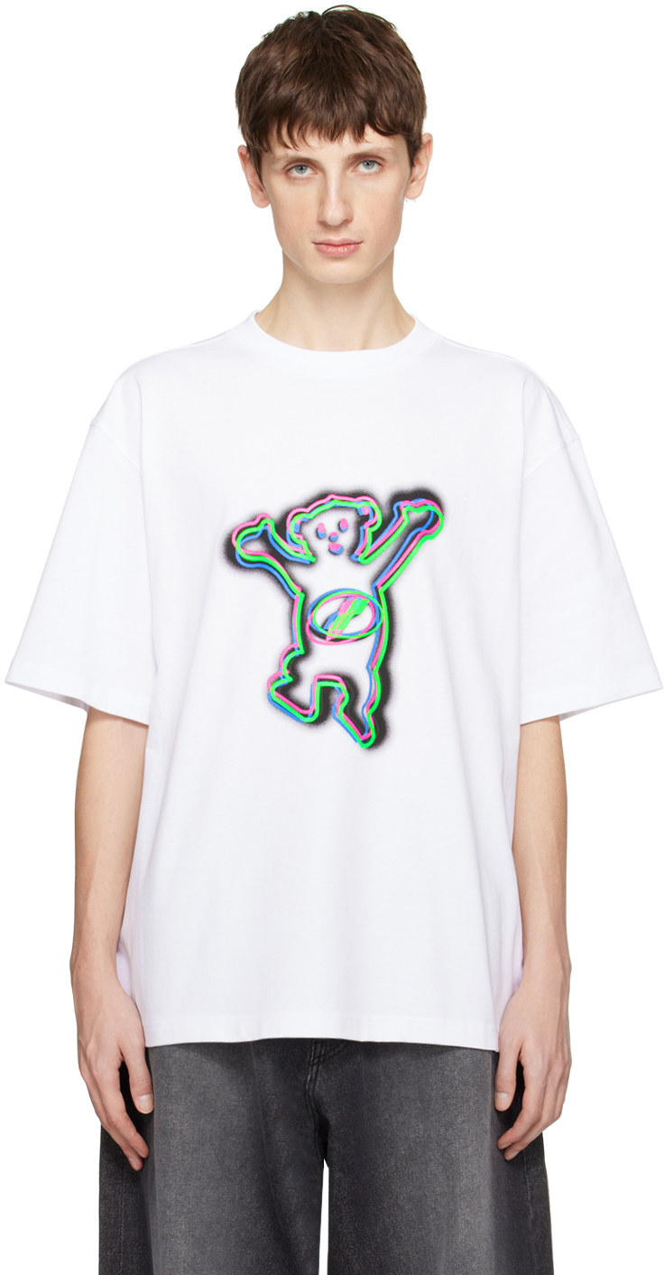 White Colorful Teddy T-Shirt