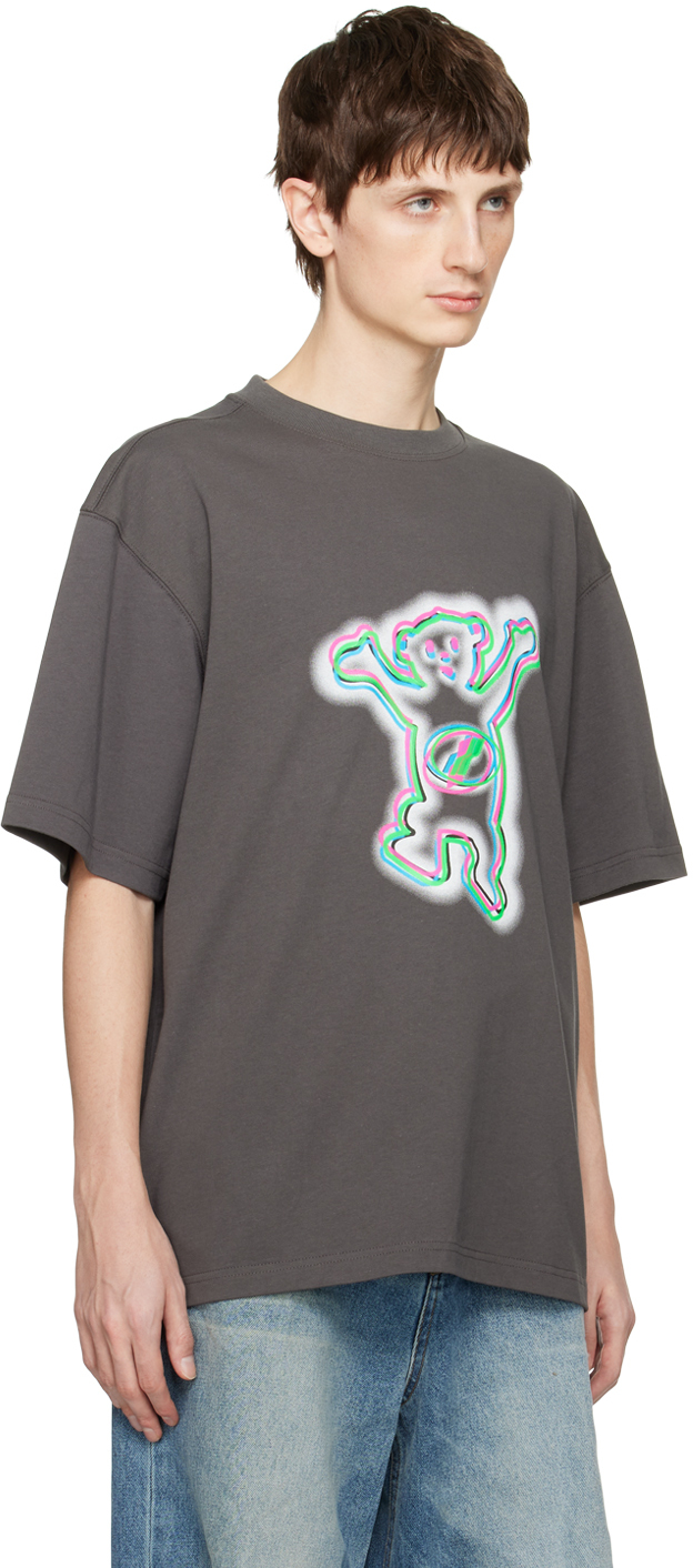 We11 Done Gray Colorful Teddy T-shirt In Charcoal