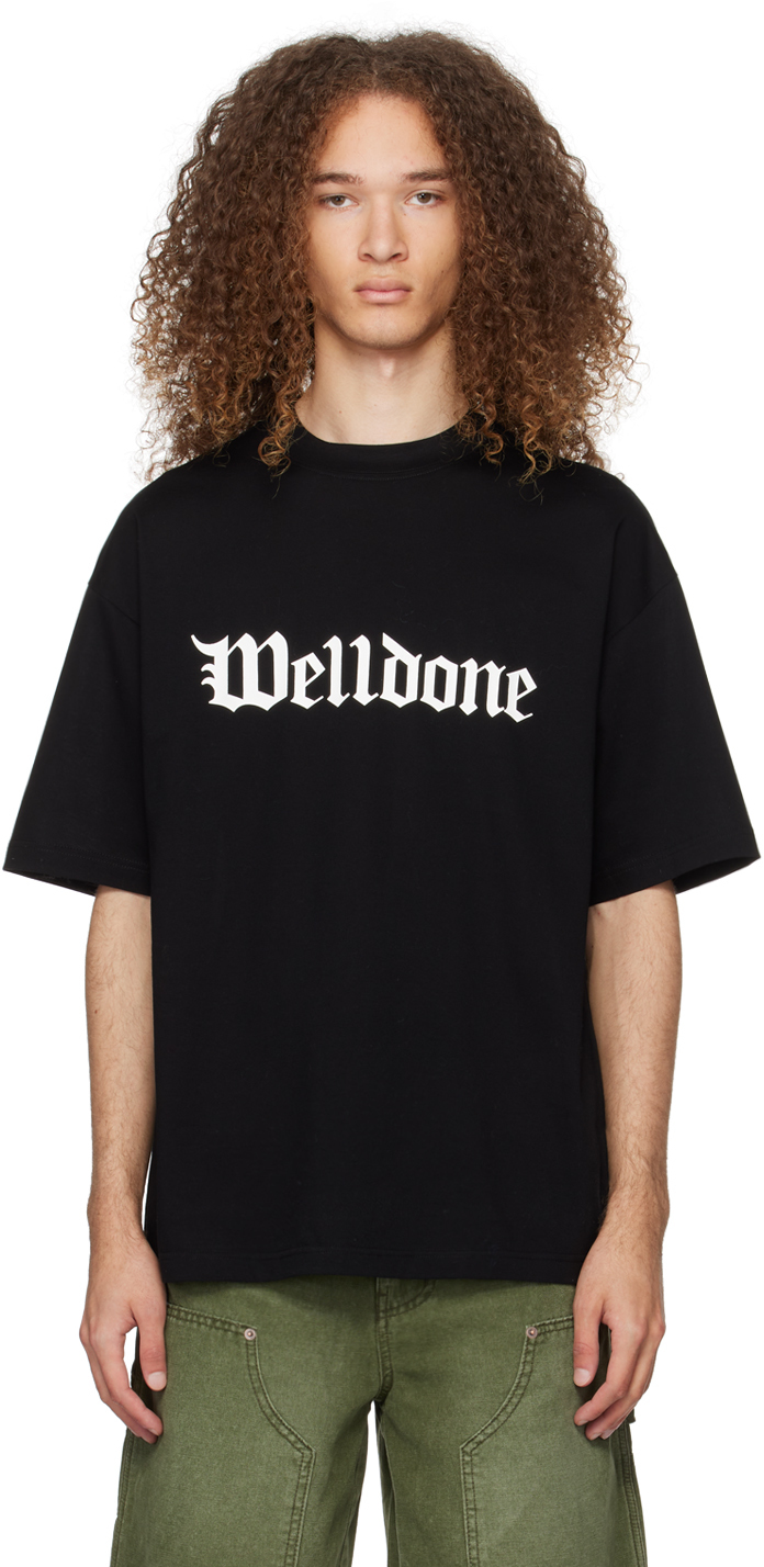 【関税込み】We11done ブラック Gothic 長袖Tシャツ We11doneのブラック Gothic Tシャツがセール中