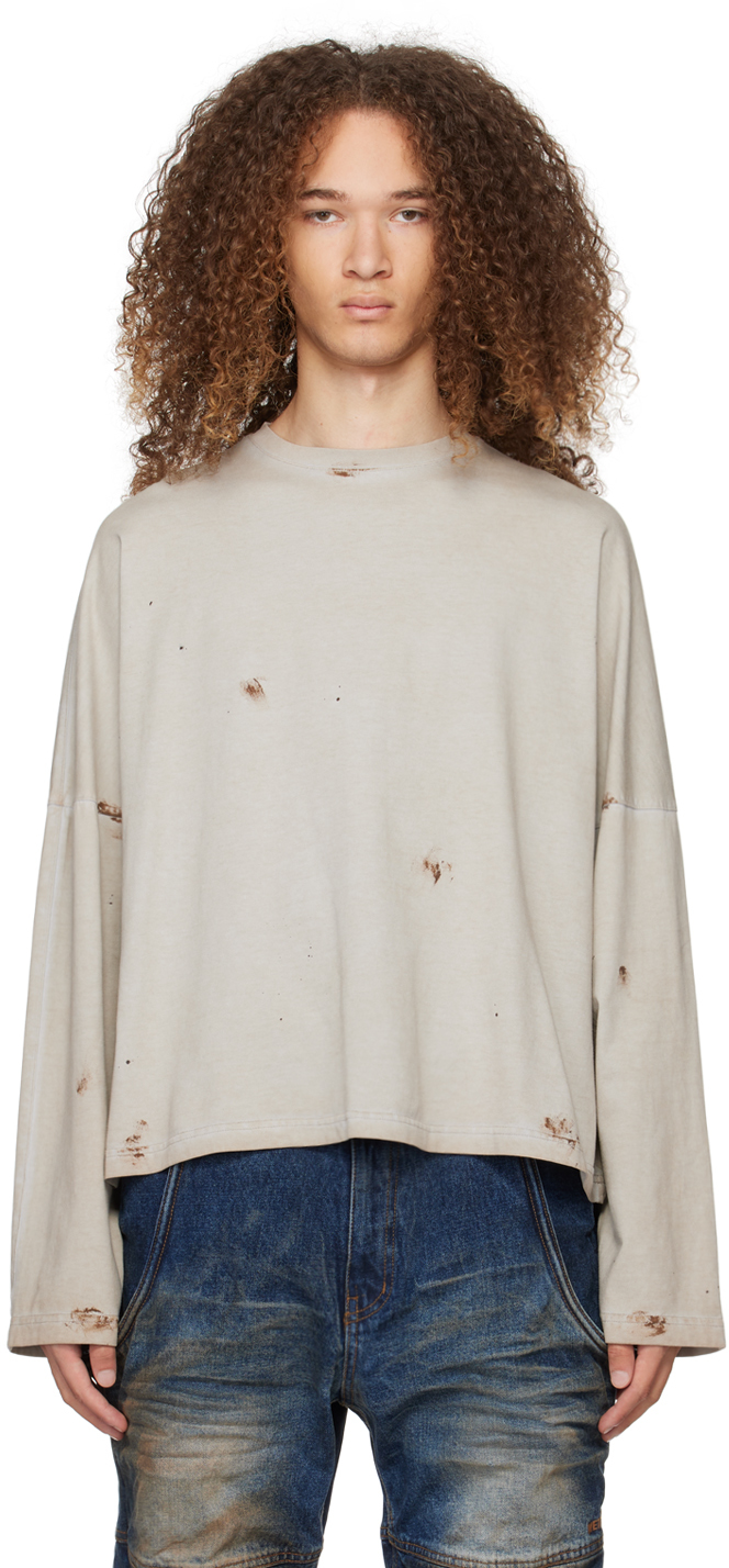 We11 Done Beige Faded Long Sleeve T-shirt