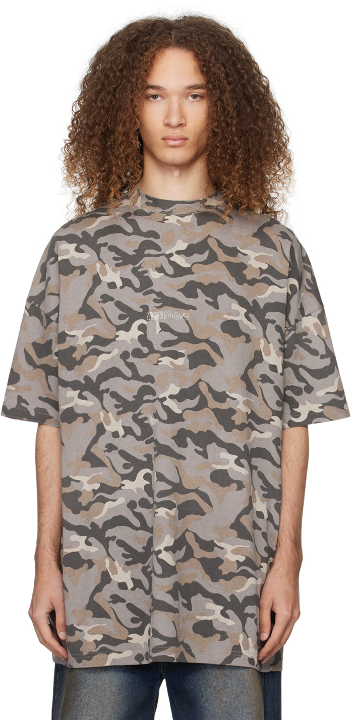 We11 Done Gray Camo T-shirt In Grey