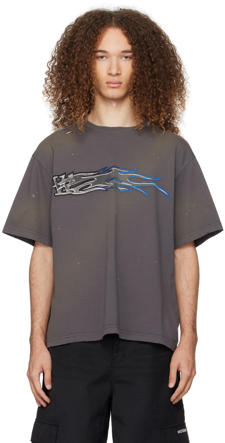 【関税込み】We11done グレー プリントTシャツ 241327M213018_1.jpg
