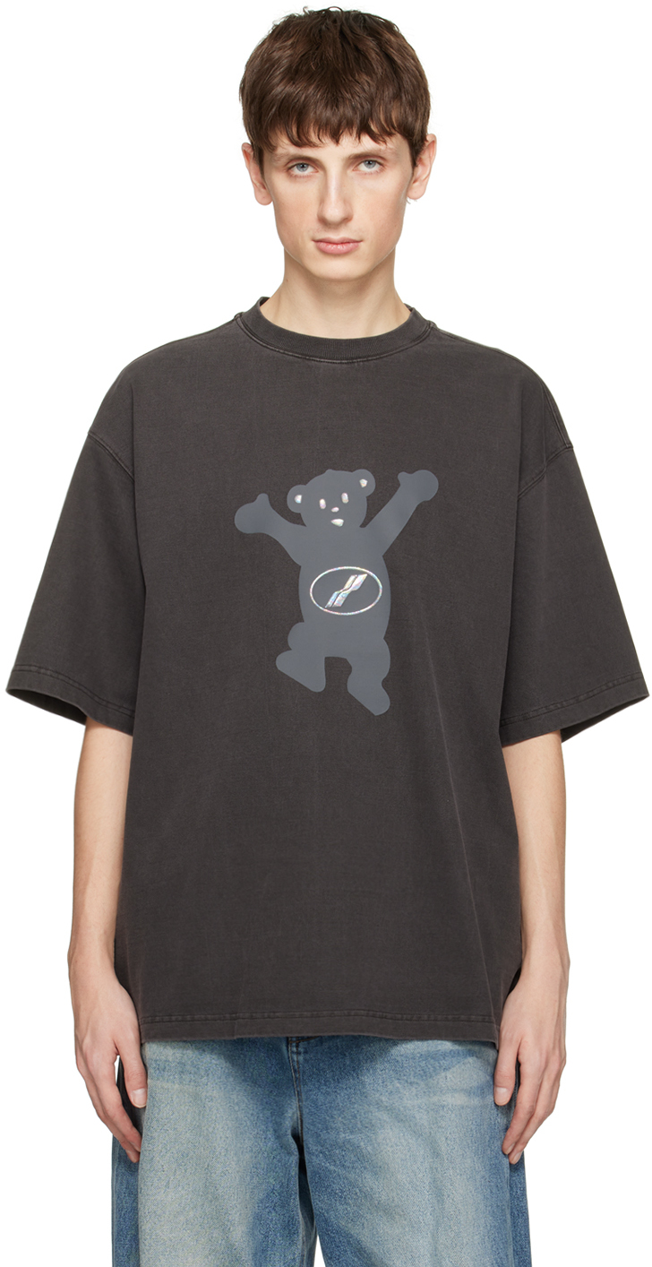 We11 Done Gray Teddy T-shirt In Charcoal