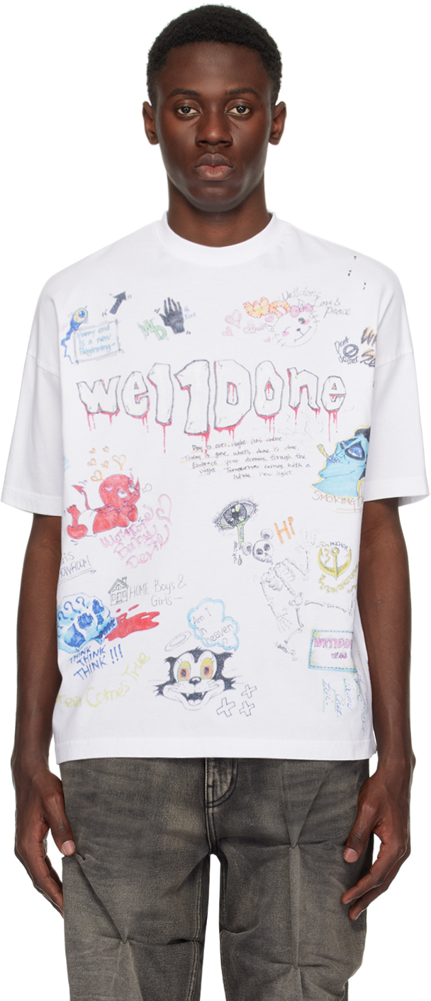 We11 Done White Doodle T-shirt
