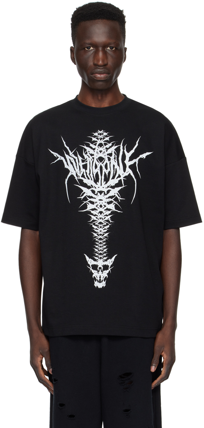 Shop We11 Done Black Spine Skull T-shirt