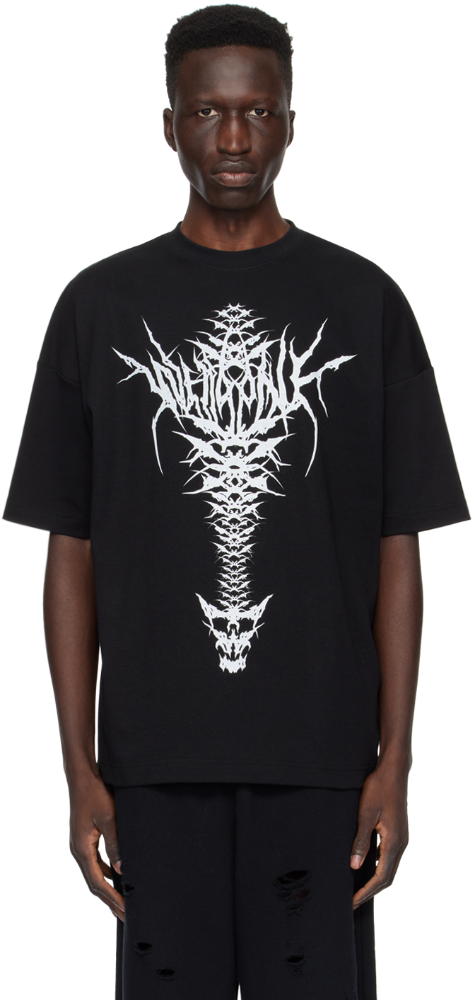 Black Spine Skull T-Shirt by We11done on Sale