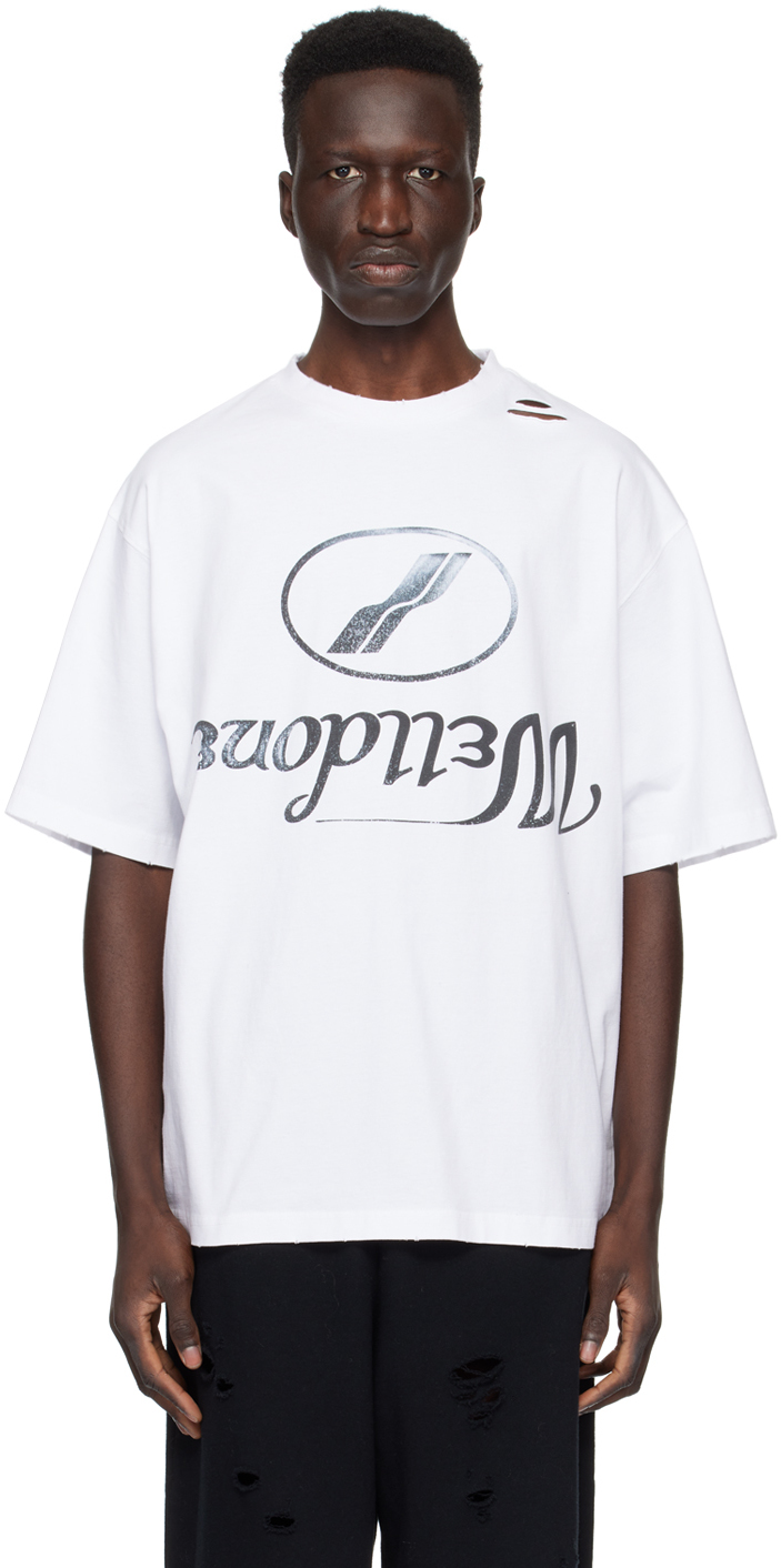 Shop We11 Done White Distressed T-shirt