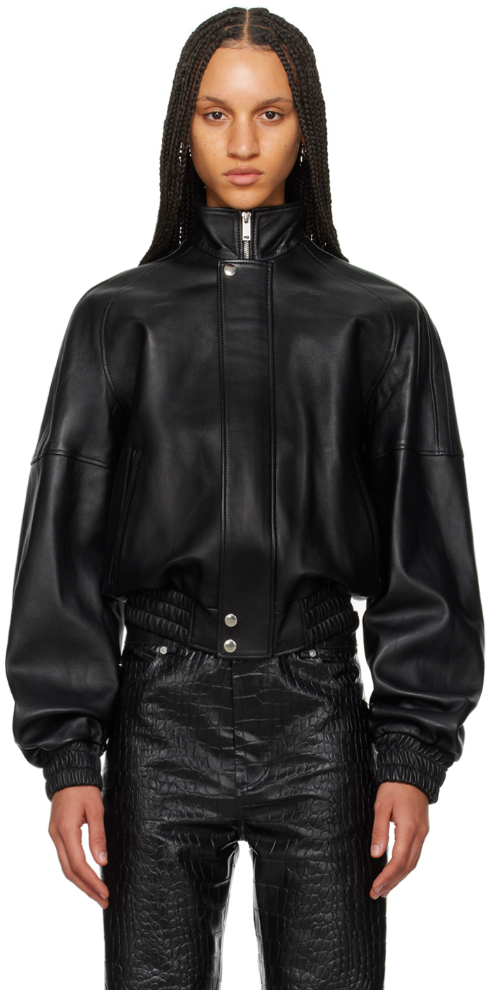 Lu'u Dan Black Raglan Leather Jacket In Mj033le