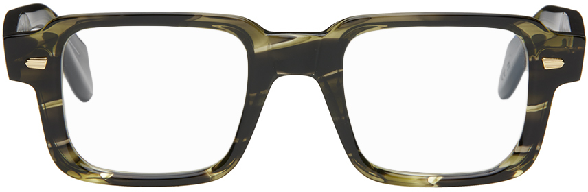 Cutler And Gross Green 1393 Glasses In Striped Green Havana