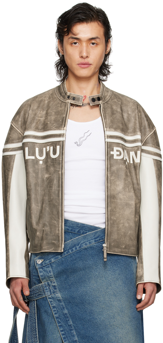 LU'U DAN: Black Reversible Faux-Leather Bomber Jacket