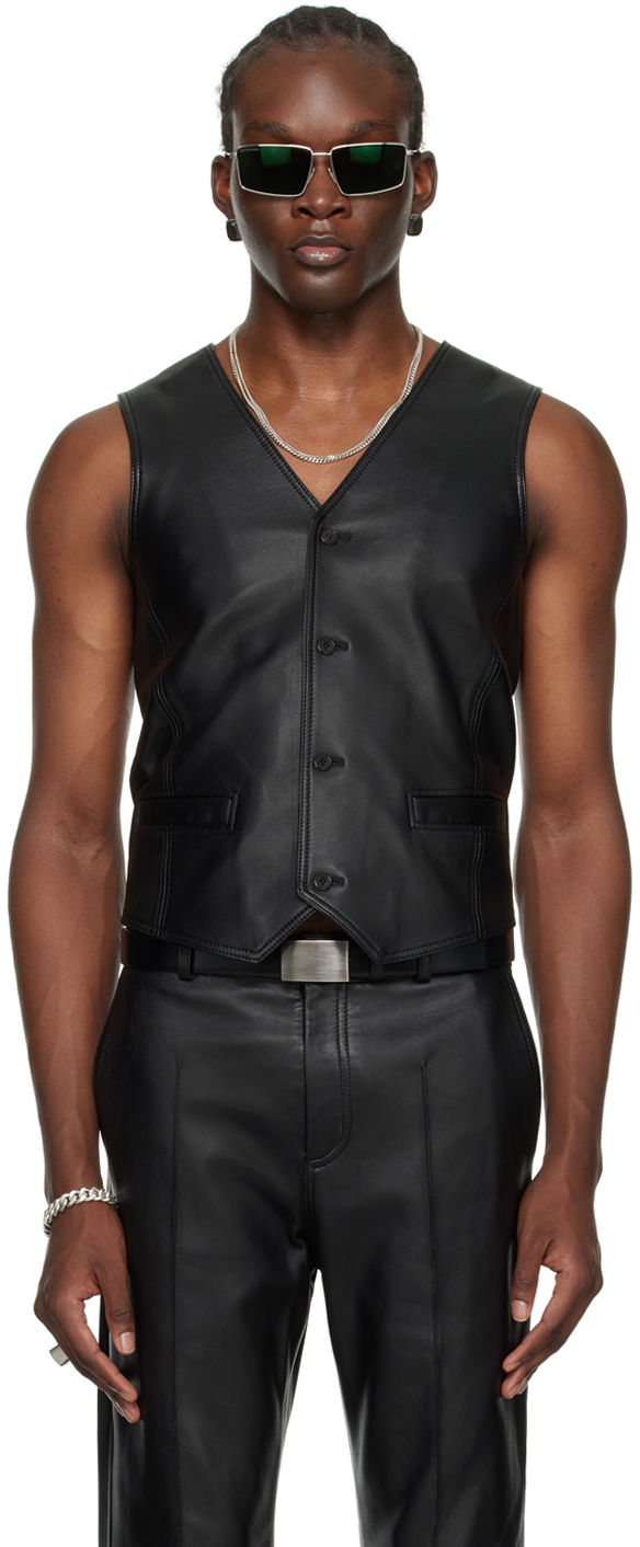 SSENSE Exclusive Black Tailored Leather Vest