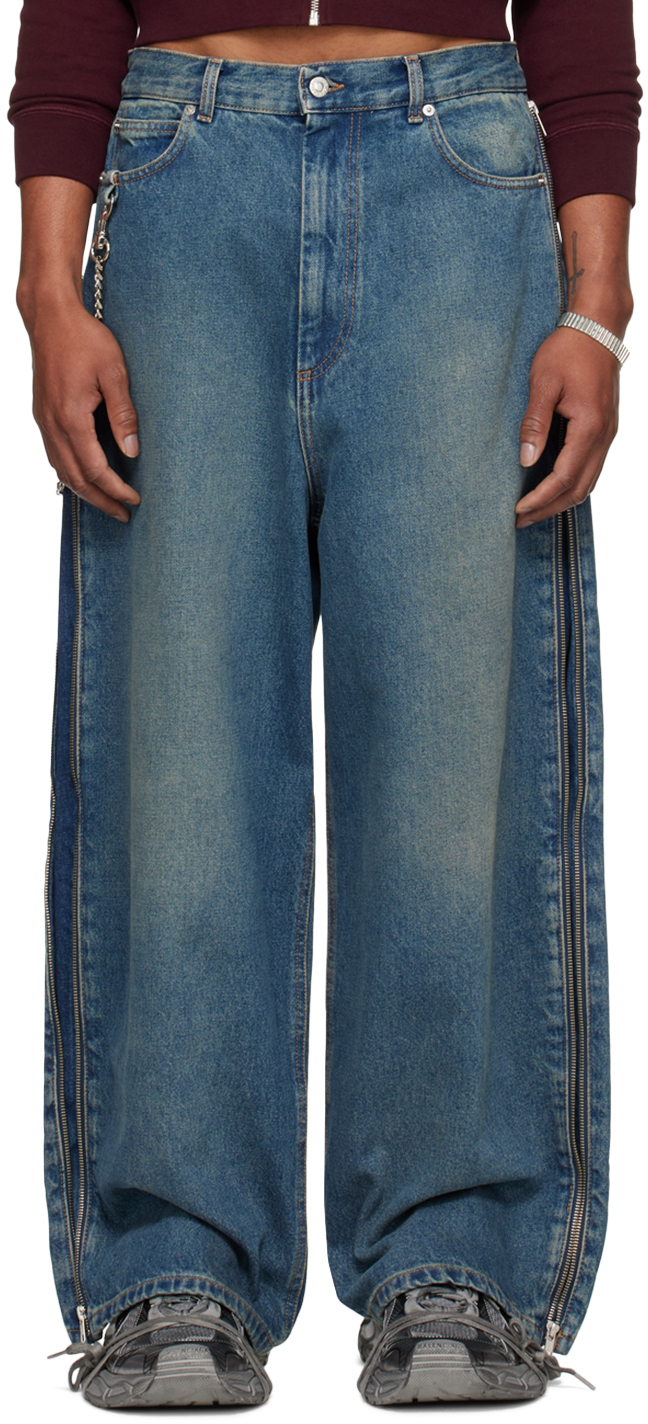 LU'U DAN: Blue Zip Jeans | SSENSE