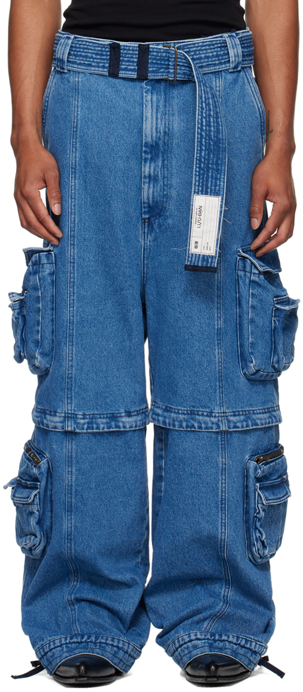 Lu'u Dan Blue Zip-off Jeans In Mid Blue