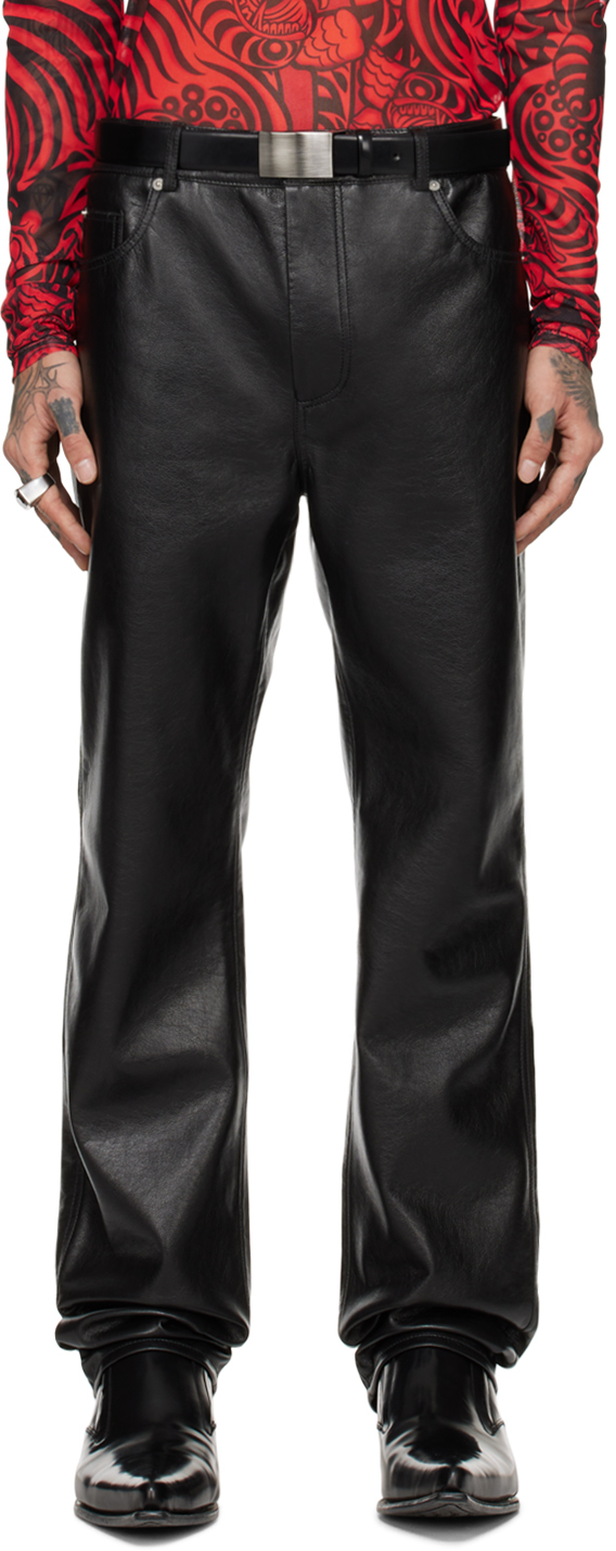 Skinny Straight Faux Leather Pants Men Slim Fit Thin PU Leather Trousers |  eBay