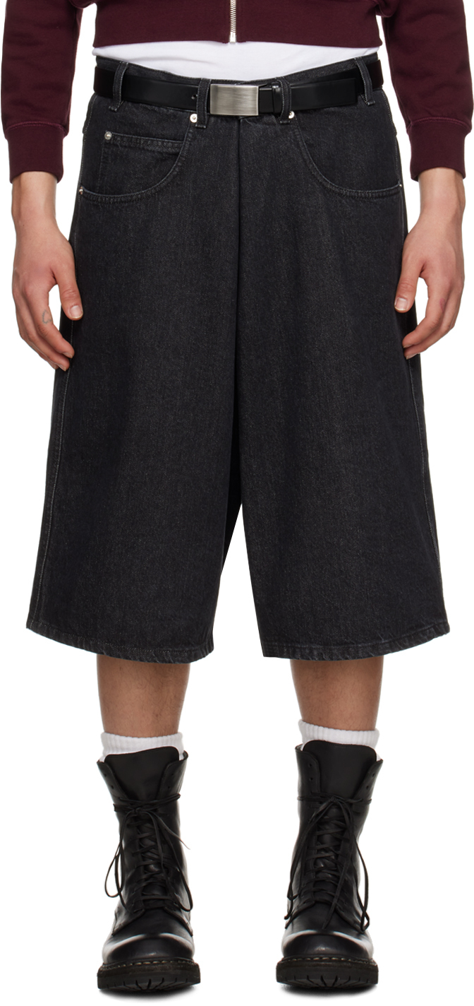 SSENSE Exclusive Black Pleated Denim Shorts