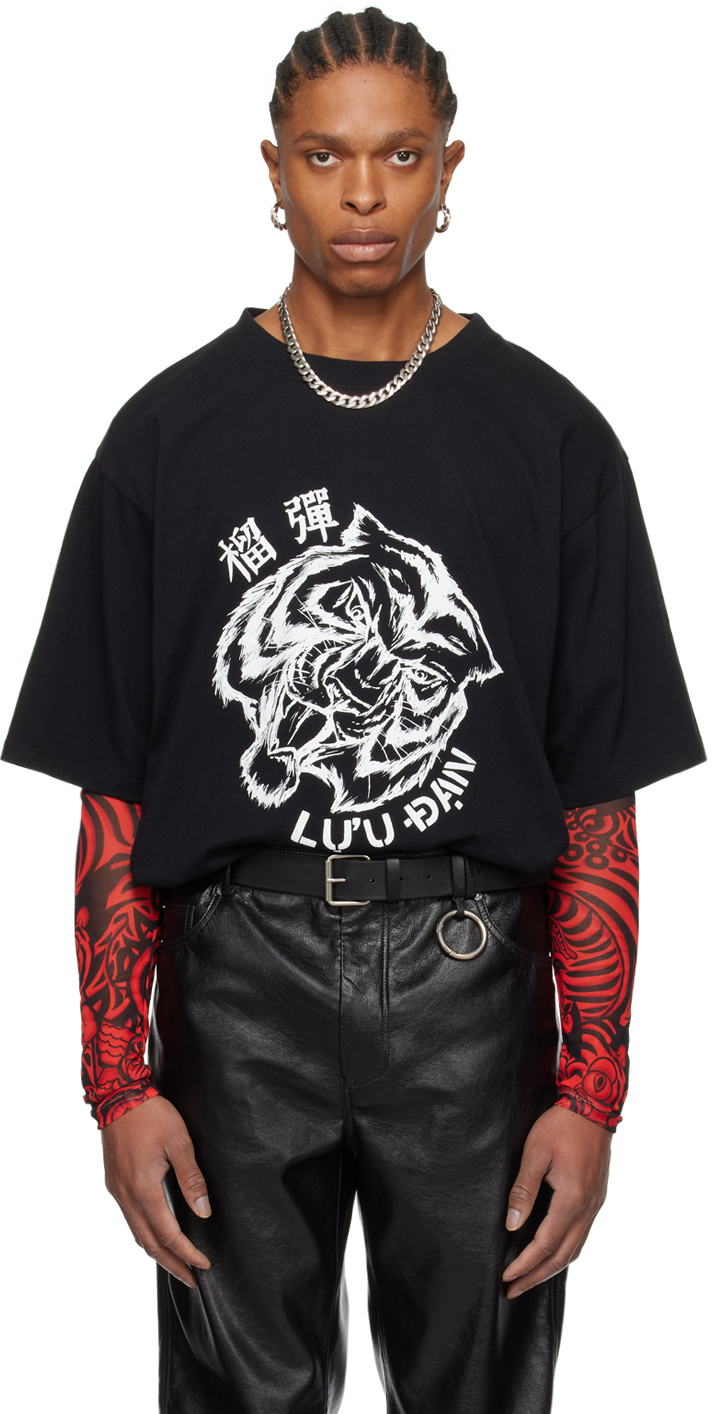 Lu'u Dan Black Graphic T-shirt In Black / Angry Tiger