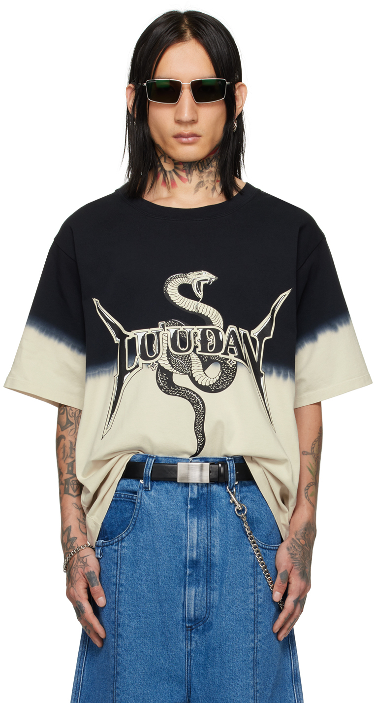Lu'u Dan Black & Off-white Metal Head T-shirt In Black / Cream