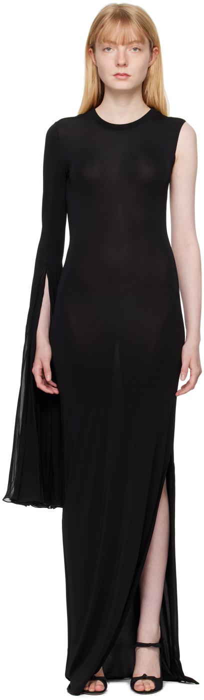 Shop Nensi Dojaka Black Asymmetric Maxi Dress