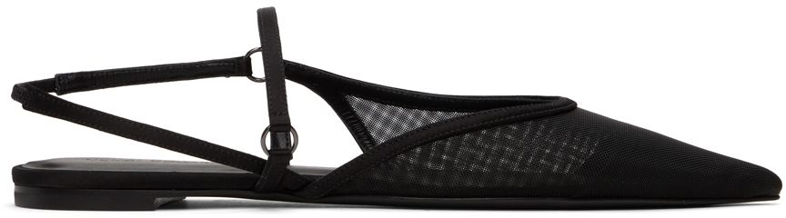 Shop Nensi Dojaka Black Slingback Tulle Sandals