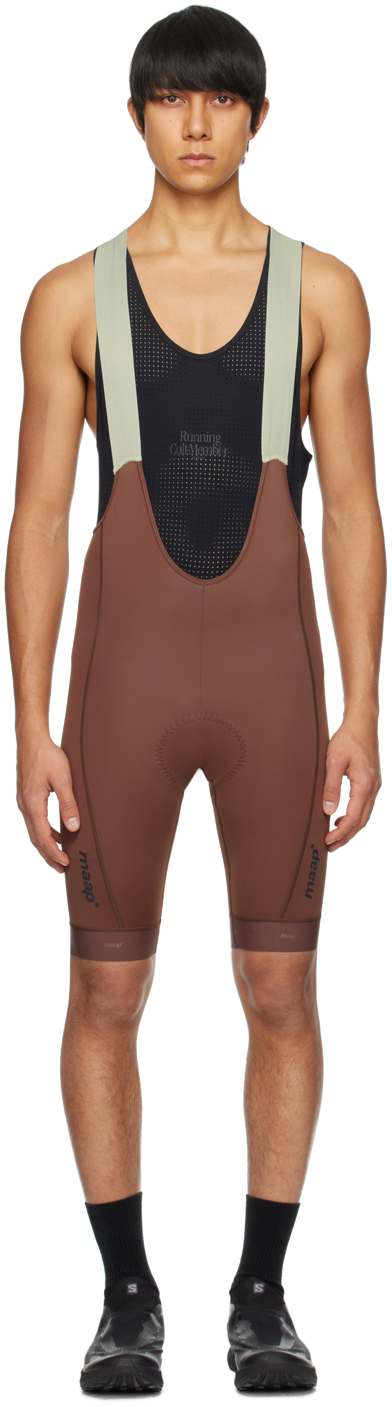 Maap Brown Training Bib 3.0 Shorts In Cocoa / Griffin