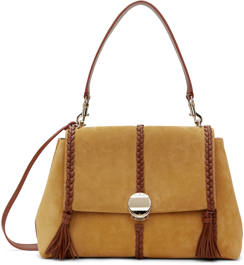 Shop Chloé Tan Medium Penelope Bag In 728 Safari Gold