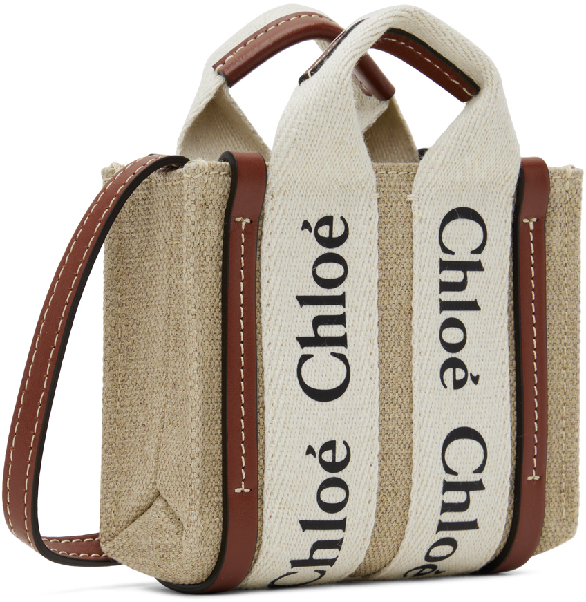 Chloé Beige Woody Nano Bag In 90u White - Brown 1