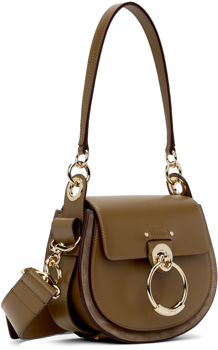 Chloé Tess Small Saddle Crossbody Bag In 29x Dark Nut