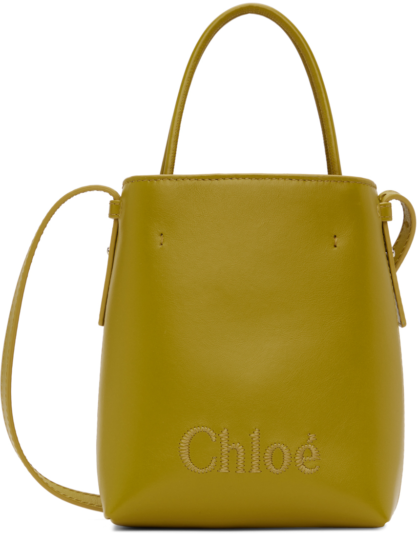 Chloé Khaki  Sense Micro Bag In 36l Amber Green