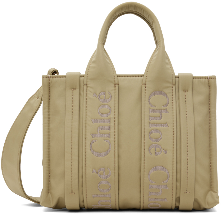 Shop Chloé Taupe Small Woody Tote In 24p Hot Sand