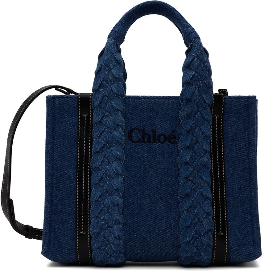 Shop Chloé Blue Small Woody Tote In 45d Denim